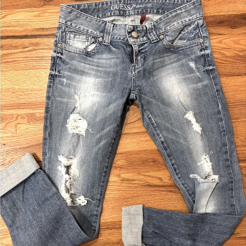 Guess Women's Boyfriend Jeans - Distressed Blue